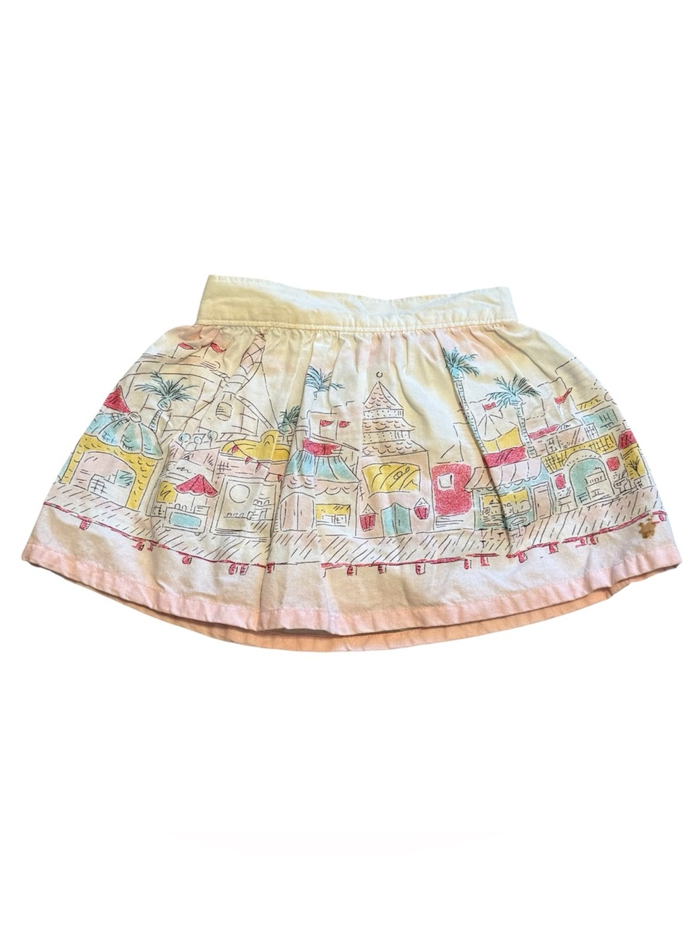 OshKosh Baby Girl Skirt 12M Beach Print Bloomers Cotton White Summer Skirt
